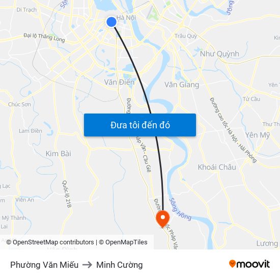 Phường Văn Miếu to Minh Cường map