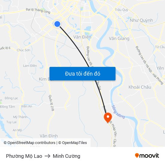 Phường Mộ Lao to Minh Cường map