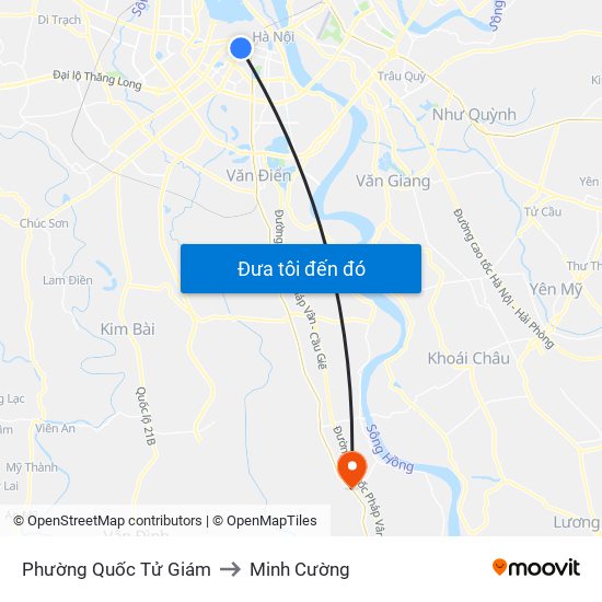 Phường Quốc Tử Giám to Minh Cường map