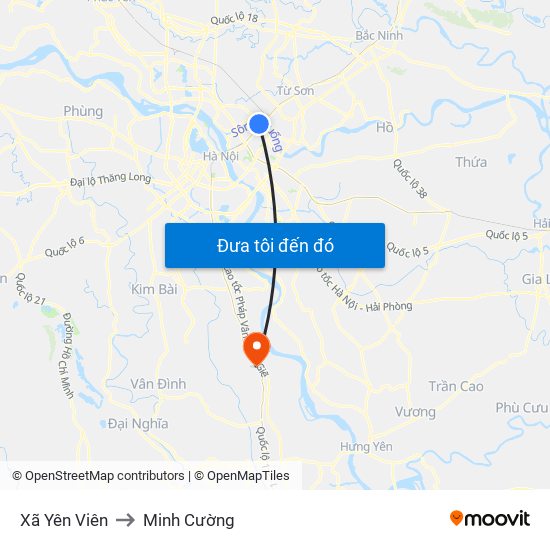 Xã Yên Viên to Minh Cường map