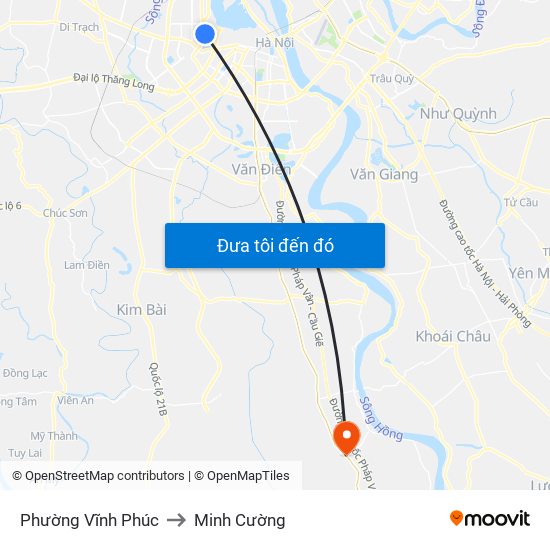 Phường Vĩnh Phúc to Minh Cường map