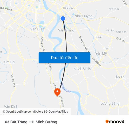 Xã Bát Tràng to Minh Cường map