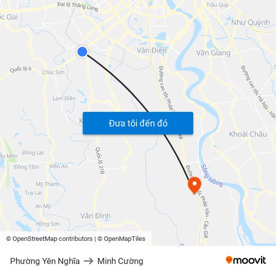 Phường Yên Nghĩa to Minh Cường map