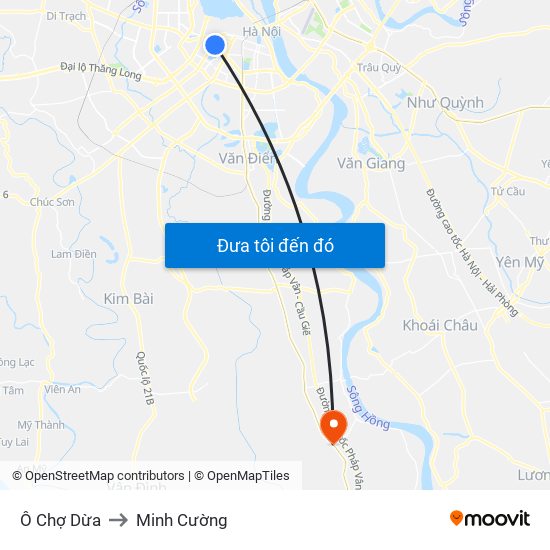 Ô Chợ Dừa to Minh Cường map