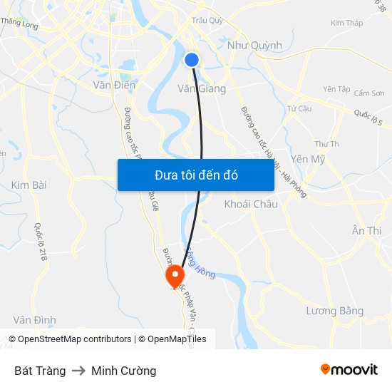 Bát Tràng to Minh Cường map