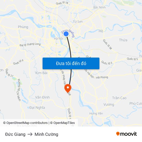 Đức Giang to Minh Cường map