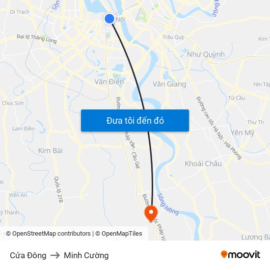 Cửa Đông to Minh Cường map