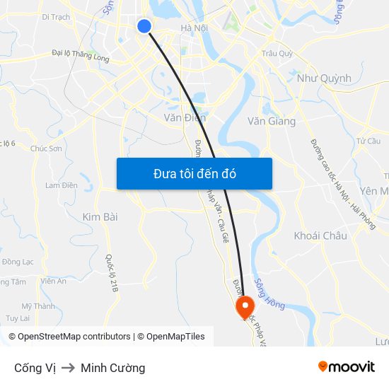 Cống Vị to Minh Cường map