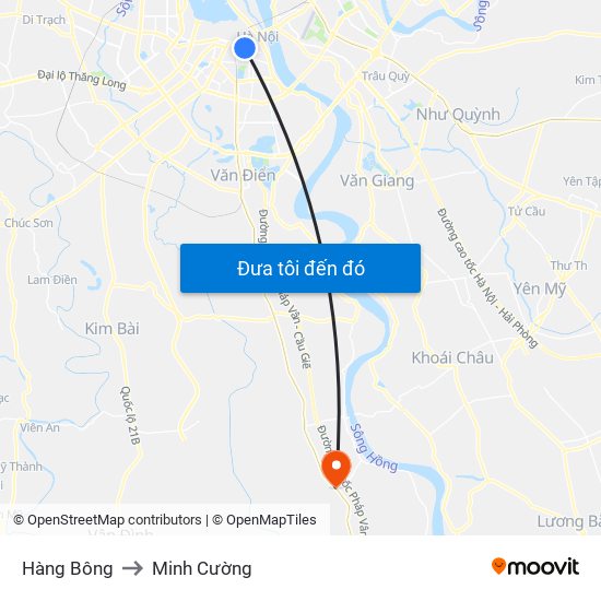 Hàng Bông to Minh Cường map