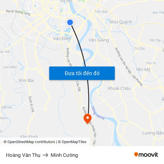 Hoàng Văn Thụ to Minh Cường map