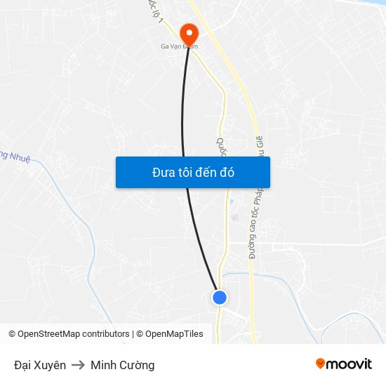 Đại Xuyên to Minh Cường map