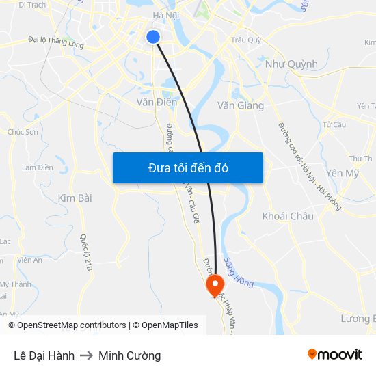 Lê Đại Hành to Minh Cường map