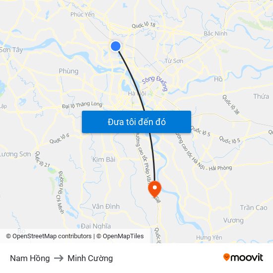 Nam Hồng to Minh Cường map