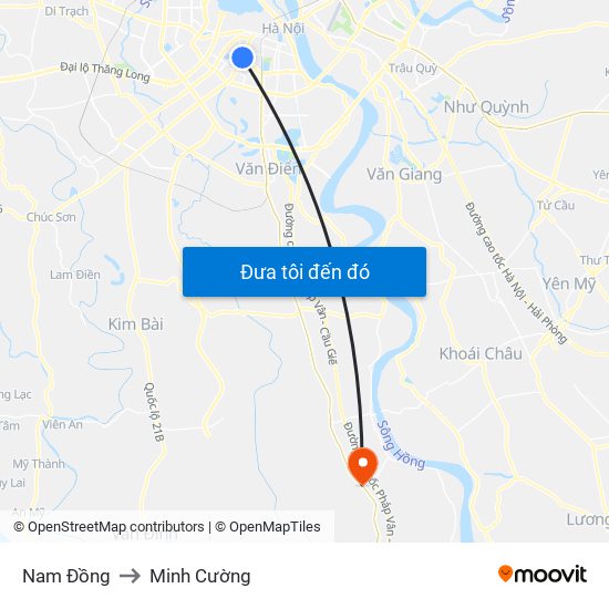 Nam Đồng to Minh Cường map