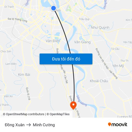 Đồng Xuân to Minh Cường map
