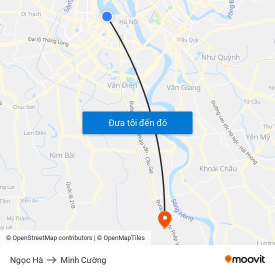 Ngọc Hà to Minh Cường map