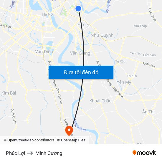 Phúc Lợi to Minh Cường map