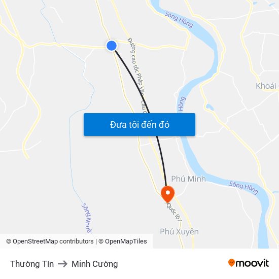 Thường Tín to Minh Cường map