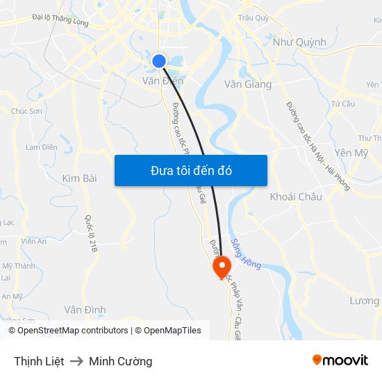 Thịnh Liệt to Minh Cường map