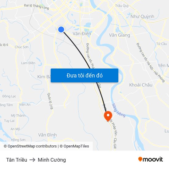 Tân Triều to Minh Cường map