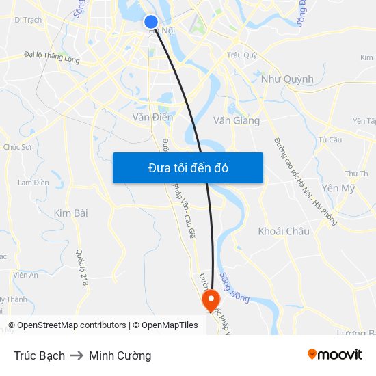 Trúc Bạch to Minh Cường map