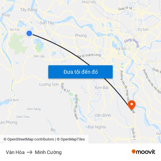 Vân Hòa to Minh Cường map