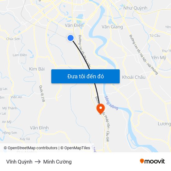 Vĩnh Quỳnh to Minh Cường map