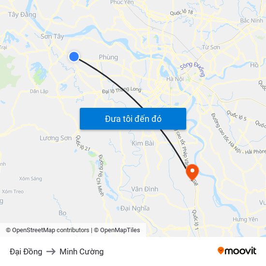 Đại Đồng to Minh Cường map