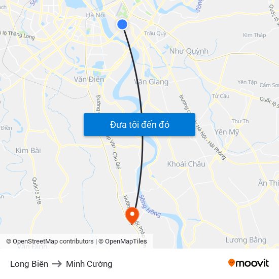 Long Biên to Minh Cường map