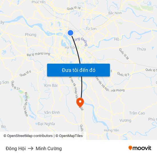 Đông Hội to Minh Cường map