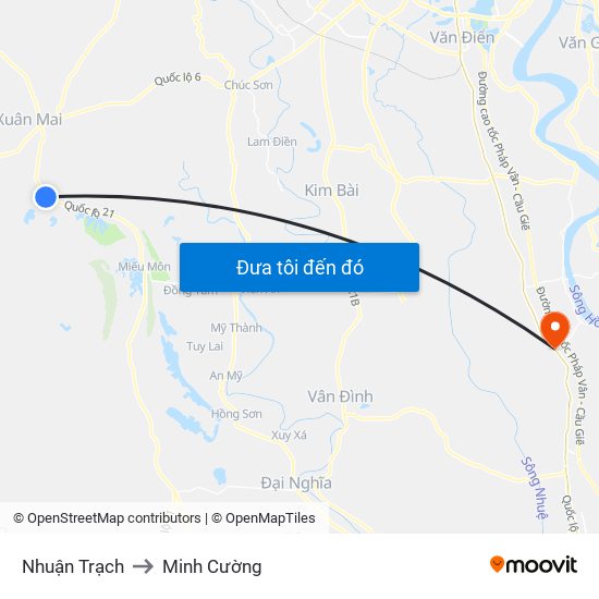 Nhuận Trạch to Minh Cường map