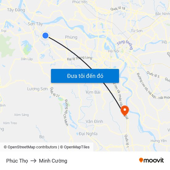 Phúc Thọ to Minh Cường map