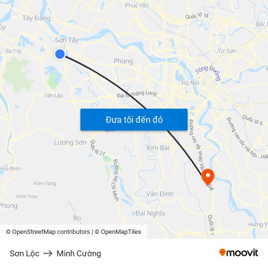 Sơn Lộc to Minh Cường map