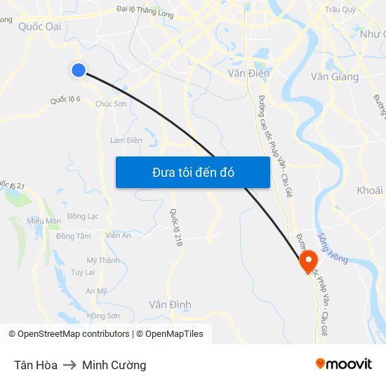 Tân Hòa to Minh Cường map