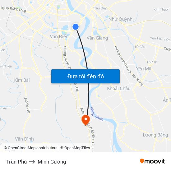Trần Phú to Minh Cường map