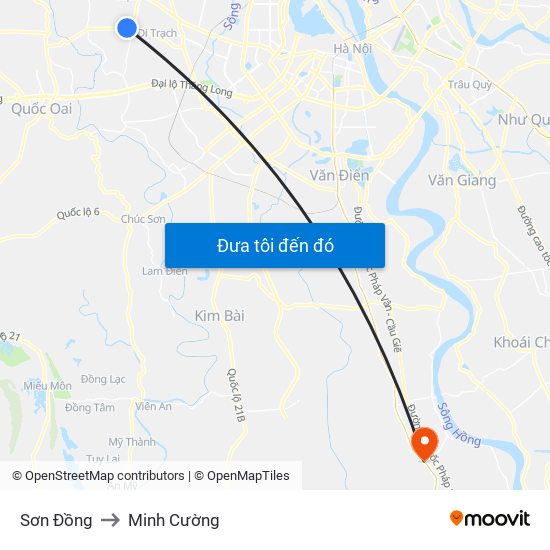 Sơn Đồng to Minh Cường map