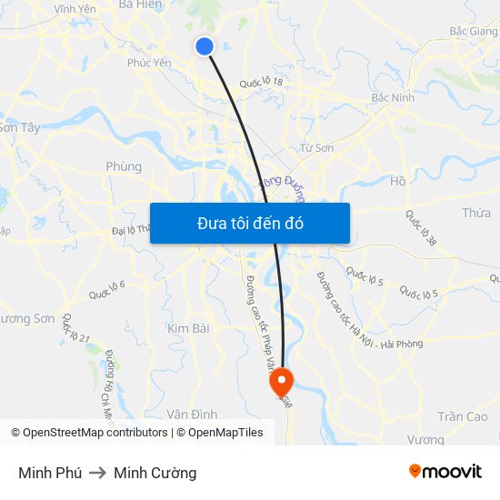 Minh Phú to Minh Cường map