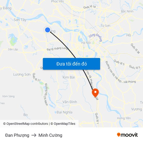 Đan Phượng to Minh Cường map