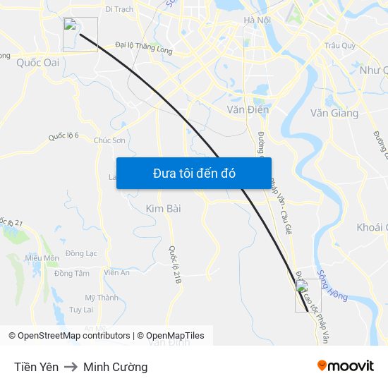 Tiền Yên to Minh Cường map