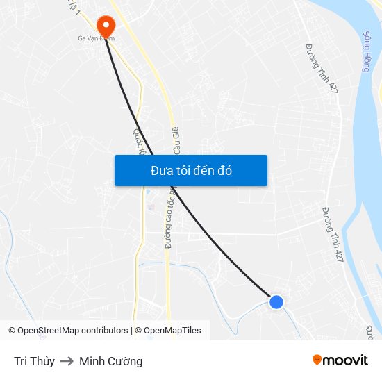 Tri Thủy to Minh Cường map