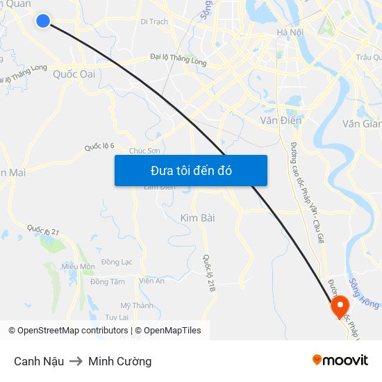 Canh Nậu to Minh Cường map