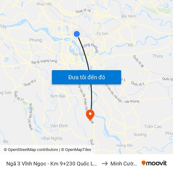 Ngã 3 Vĩnh Ngọc - Km 9+230 Quốc Lộ 3 to Minh Cường map