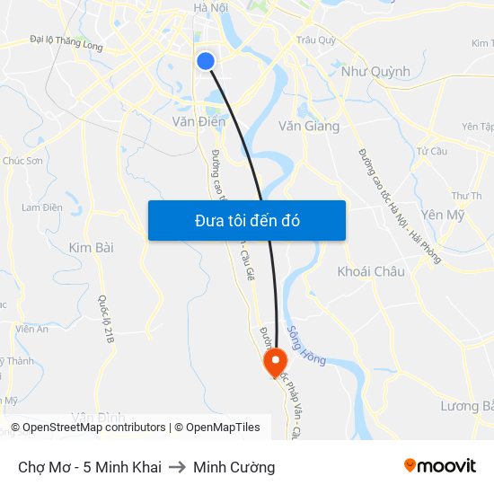 Chợ Mơ - 5 Minh Khai to Minh Cường map