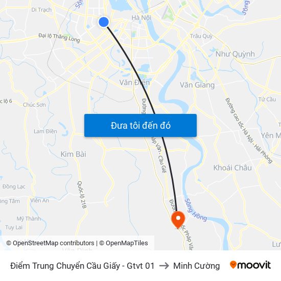 Điểm Trung Chuyển Cầu Giấy - Gtvt 01 to Minh Cường map