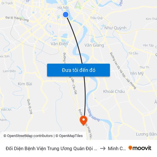 Đối Diện Bệnh Viện Trung Ương Quân Đội 108 - Trần Hưng Đạo to Minh Cường map