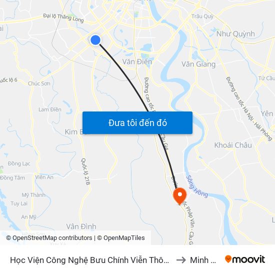 Học Viện Công Nghệ Bưu Chính Viễn Thông - Trần Phú (Hà Đông) to Minh Cường map