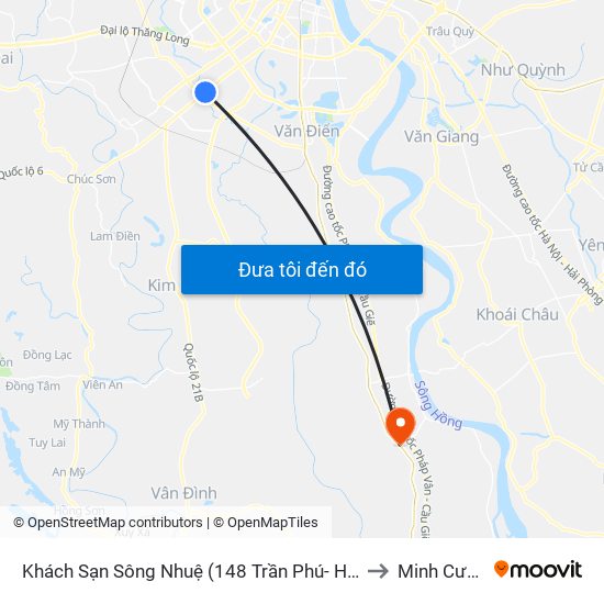 Khách Sạn Sông Nhuệ (148 Trần Phú- Hà Đông) to Minh Cường map