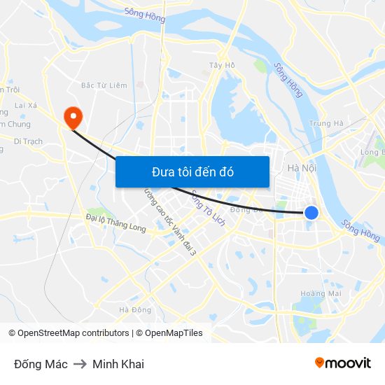 Đống Mác to Minh Khai map