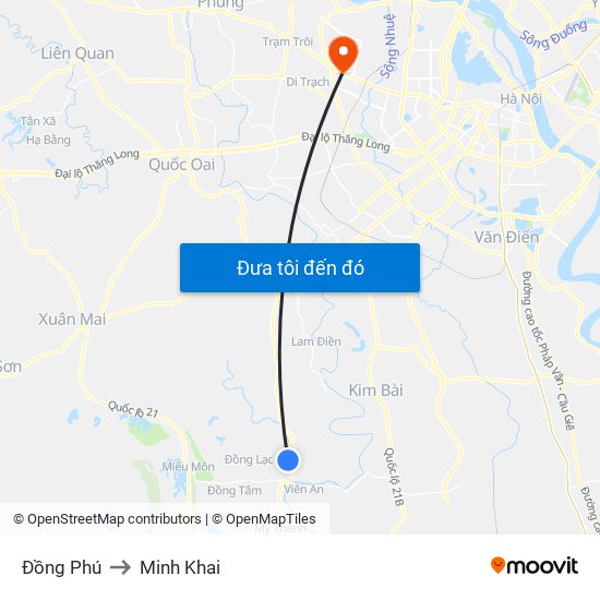 Đồng Phú to Minh Khai map