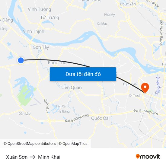 Xuân Sơn to Minh Khai map